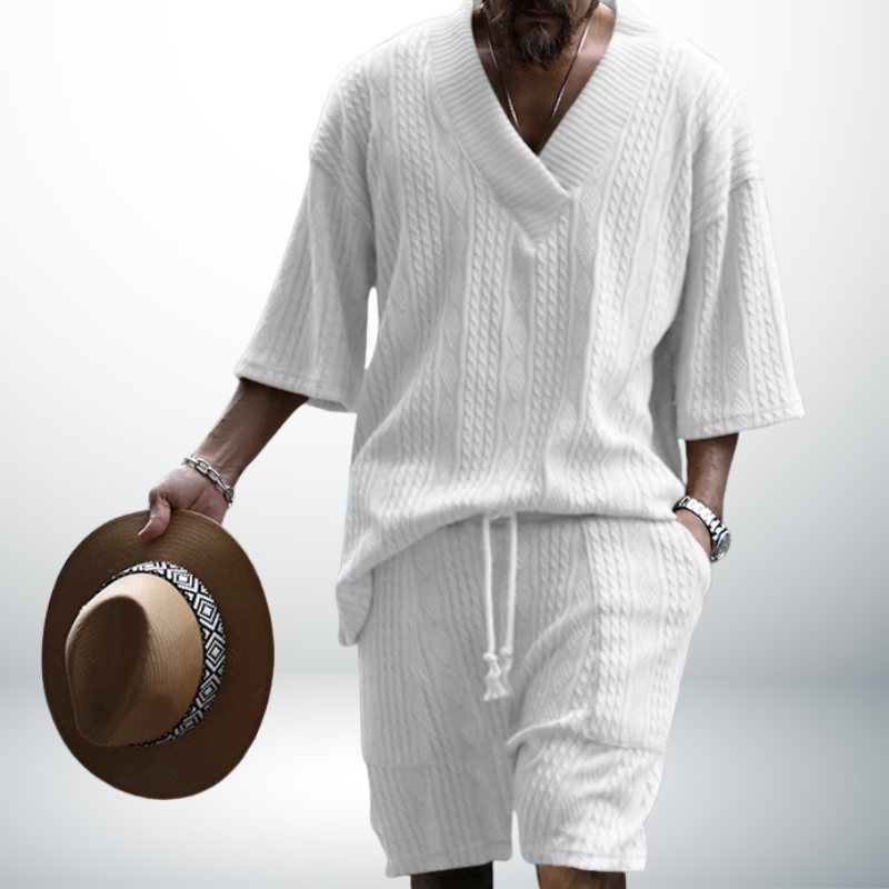 Cable Knit Summer Set – V-Neck & Shorts Cable Knit Summer Set – V-Neck & Shorts