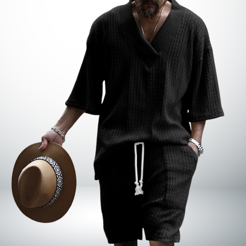 Cable Knit Summer Set – V-Neck & Shorts Cable Knit Summer Set – V-Neck & Shorts