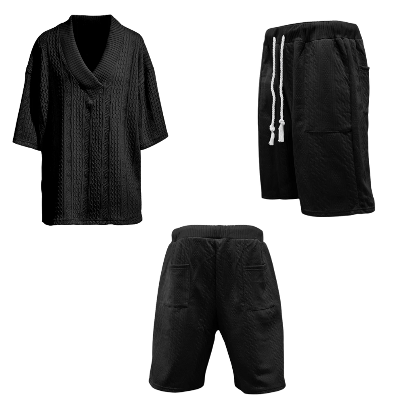 Cable Knit Summer Set – V-Neck & Shorts Cable Knit Summer Set – V-Neck & Shorts