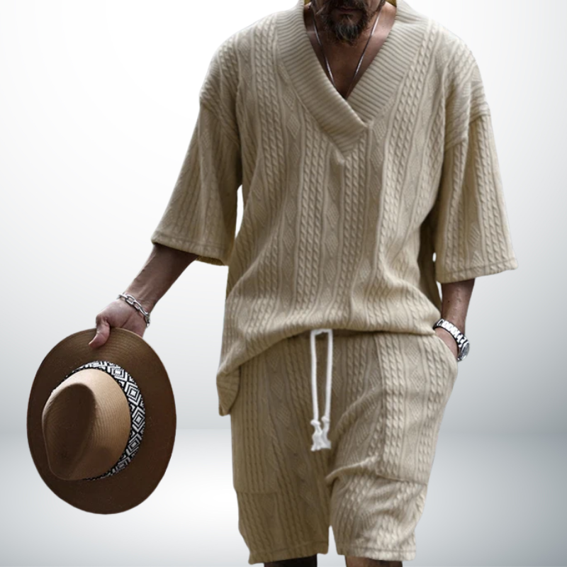 Cable Knit Summer Set – V-Neck & Shorts Cable Knit Summer Set – V-Neck & Shorts